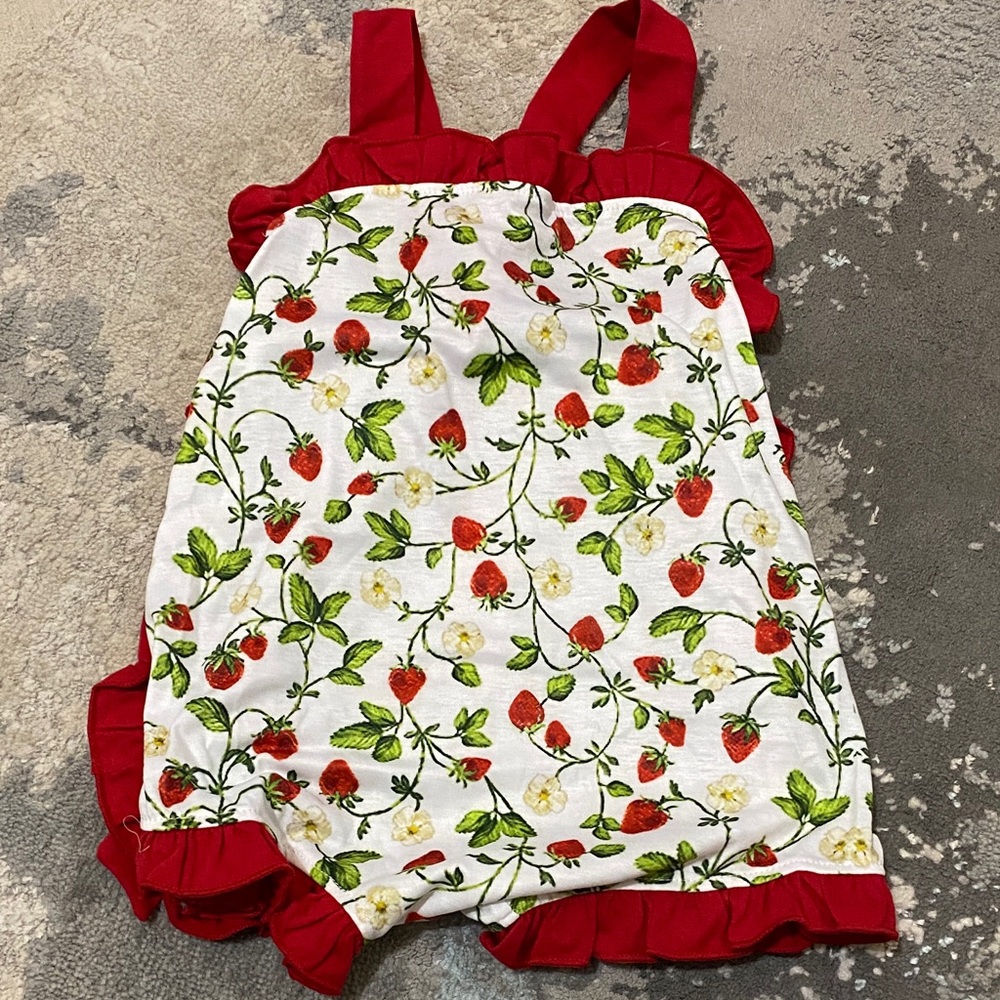 Floral Red and White Kids One Piece